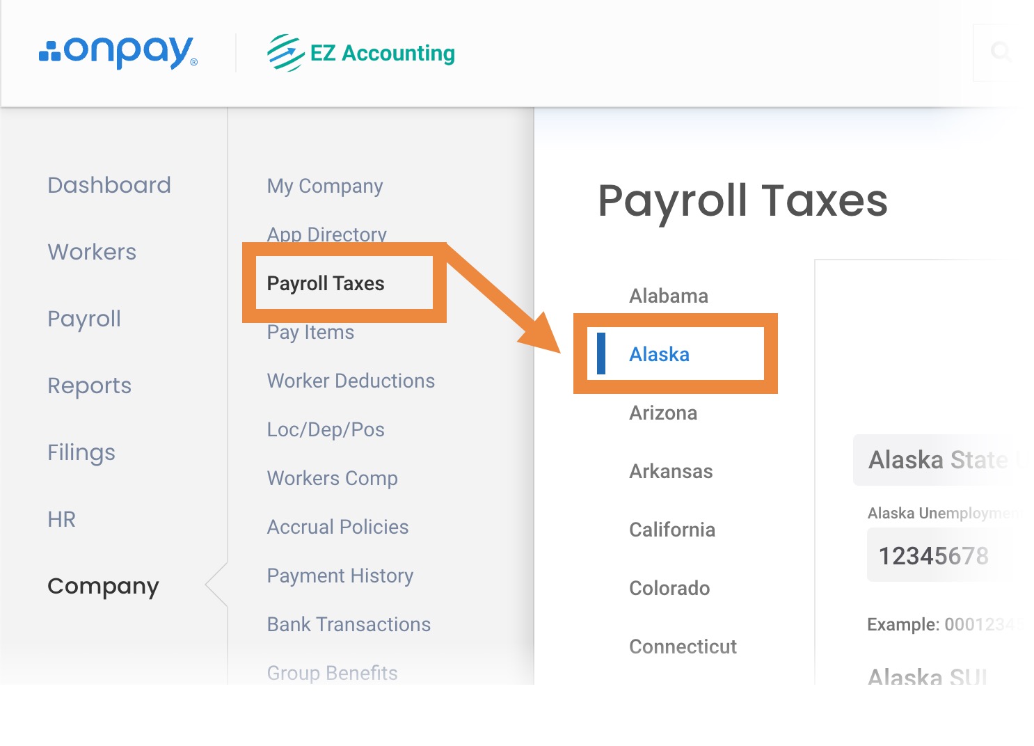 Add or update Alaska SUI information in OnPay Help Center Home