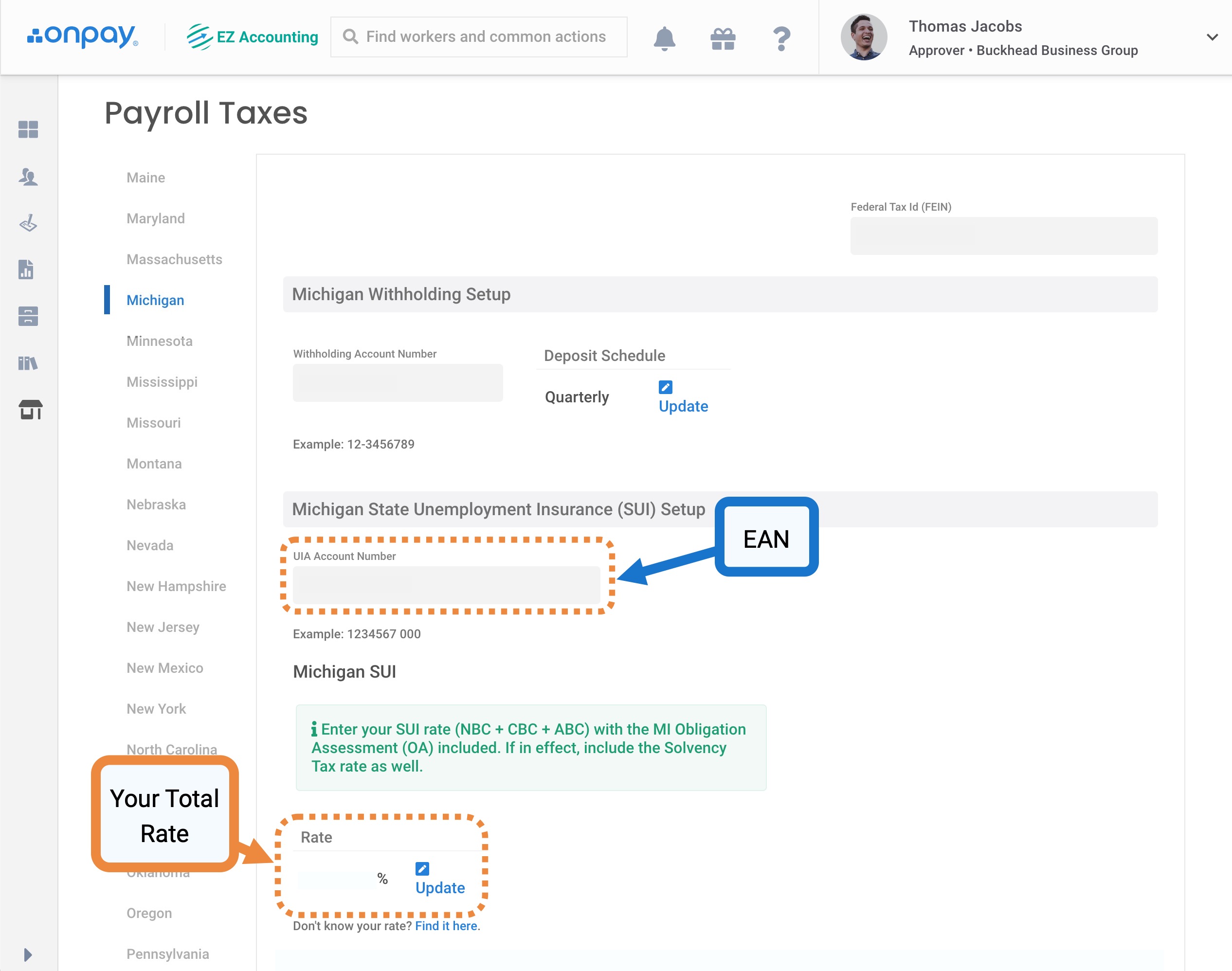 Add or update Michigan SUI rates in OnPay Help Center Home