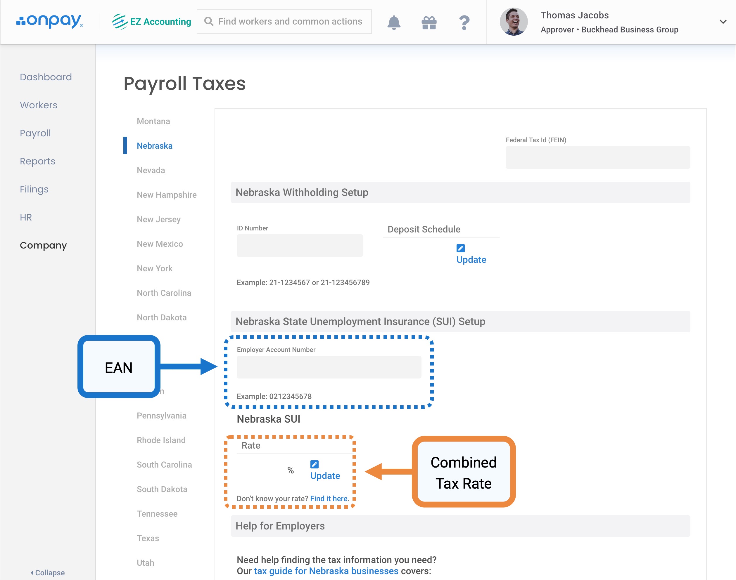 Add or update Nebraska SUI rates Help Center Home
