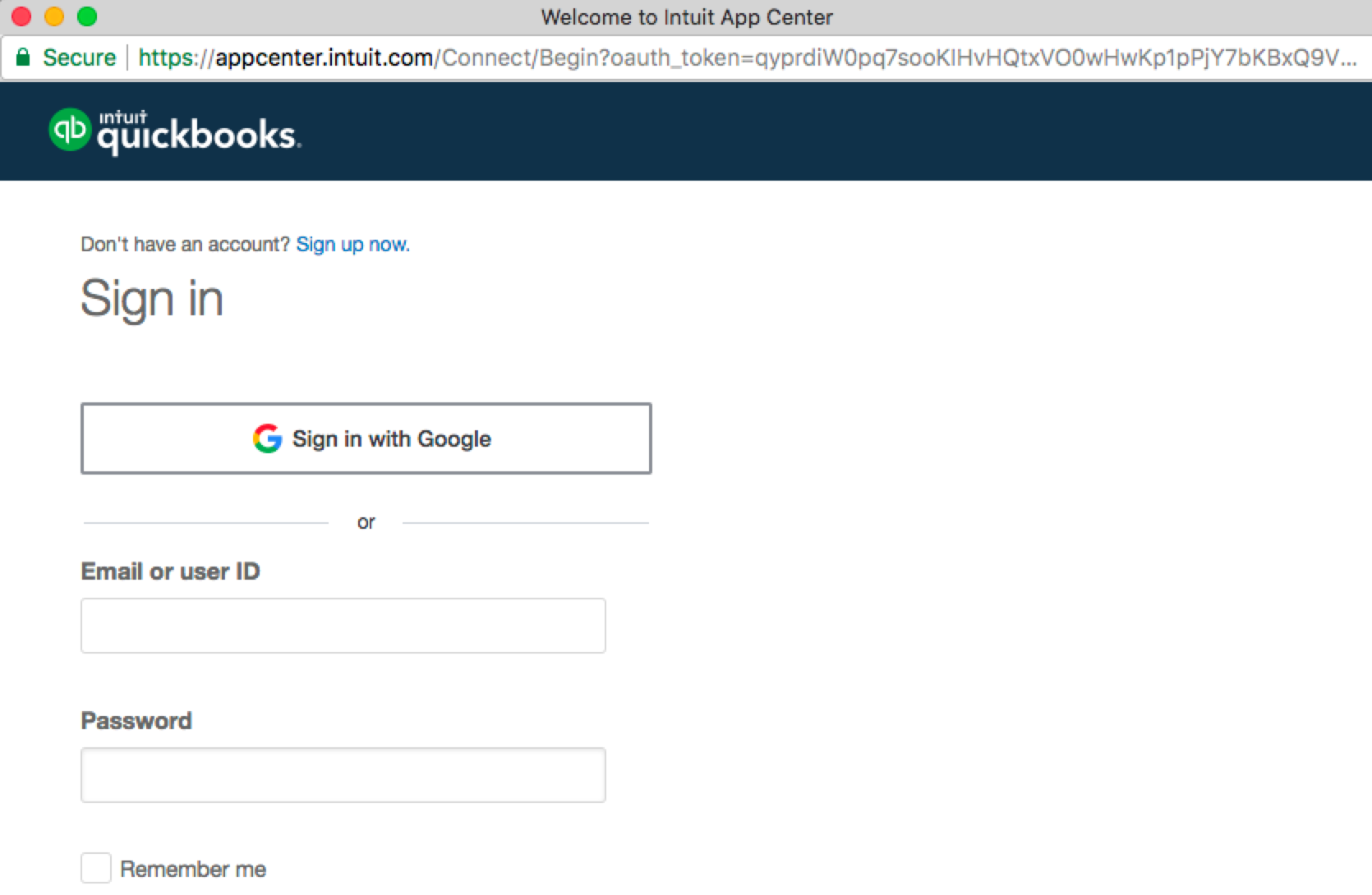 online quickbooks login page