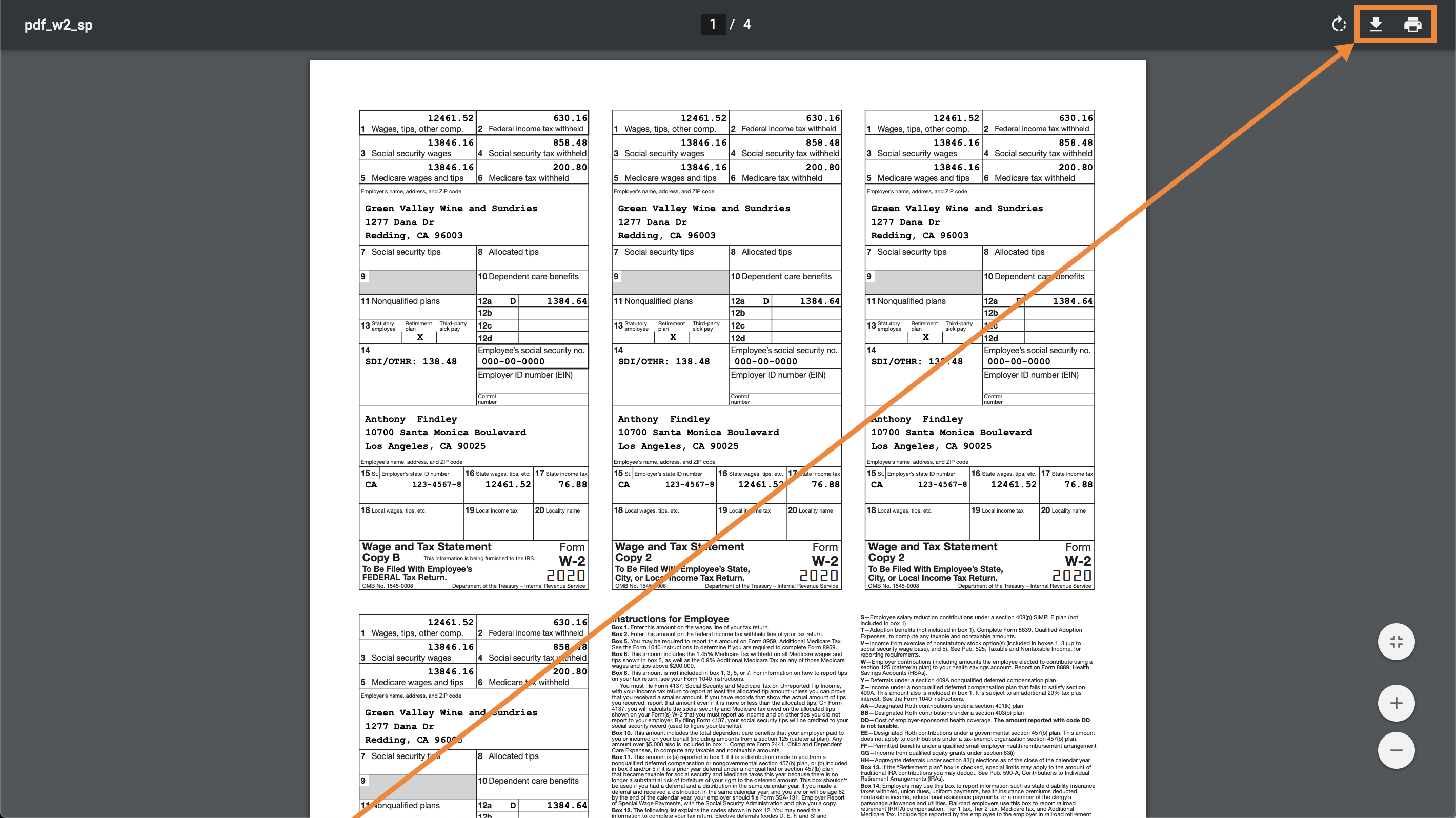 how to get pdf file for w2s